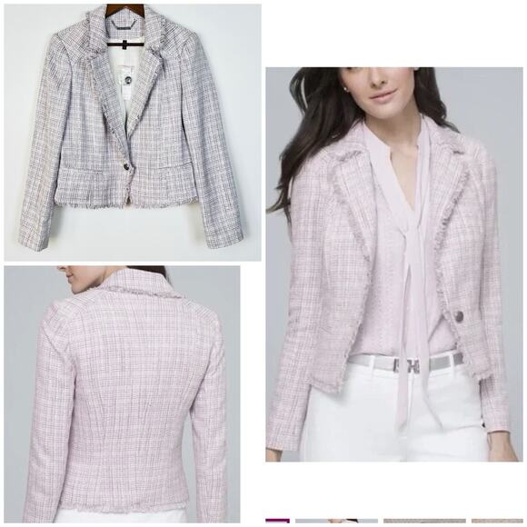 NWT White House black market tweed blazer Sz 14 Purple White - Picture 2 of 10